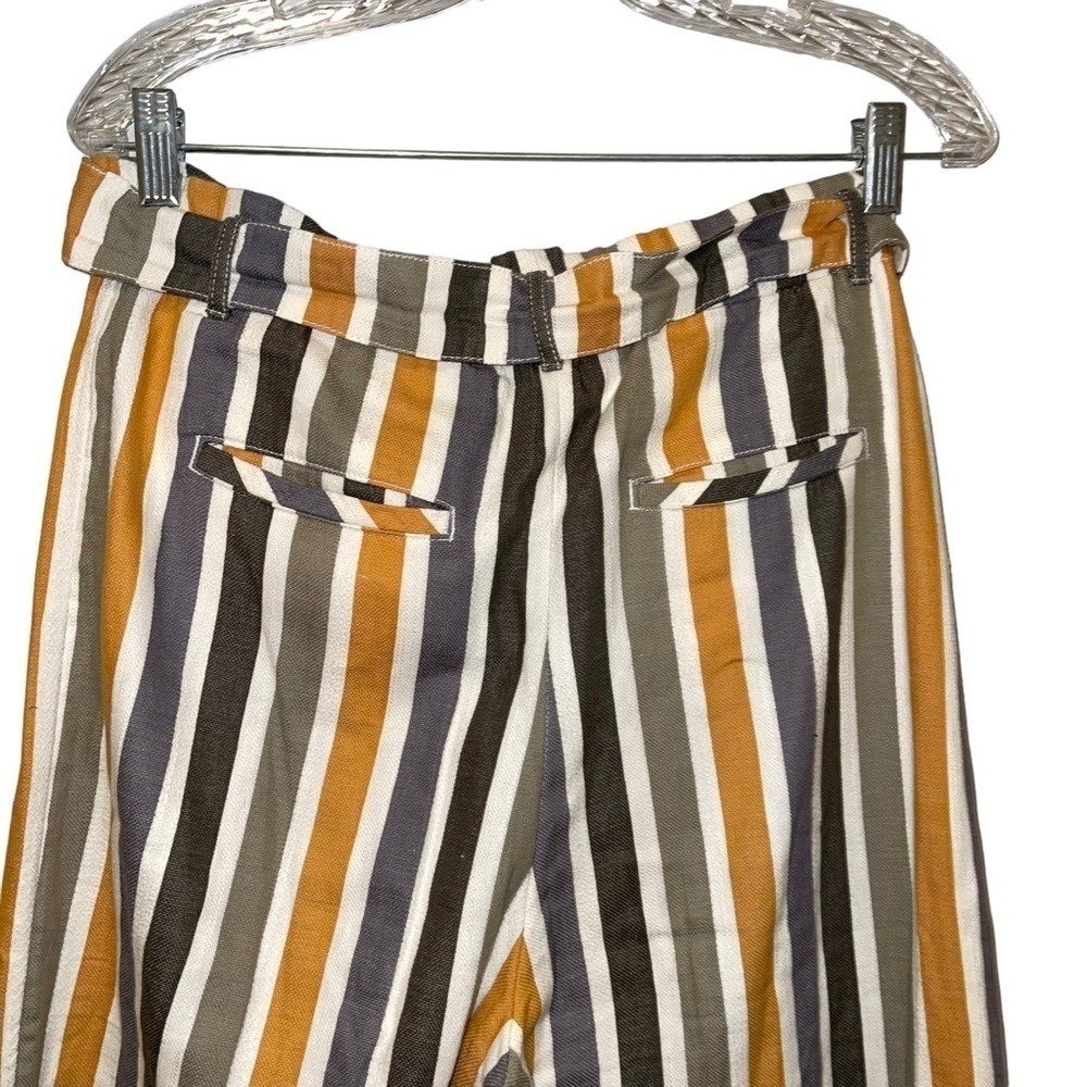 Anthropologie Multicolor Striped Belted Straight Leg Women Pants Size S - Picture 6 of 11